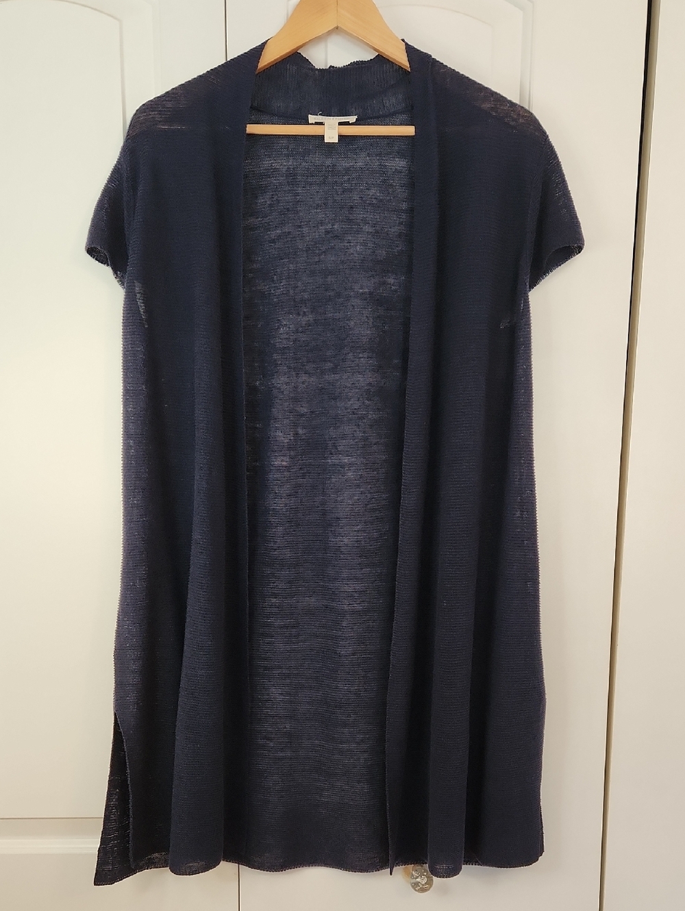 Eileen Fisher Navy Blue Sheer Open Cardigan Top – Size Small - Picture 2 of 9
